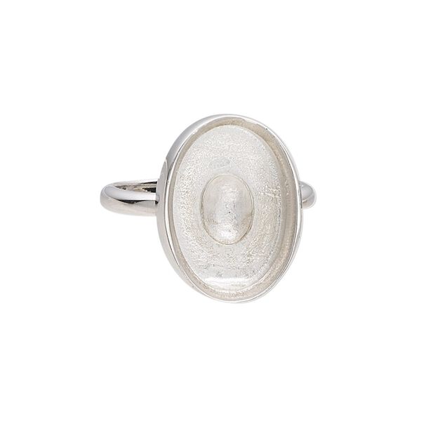 Ring, Almost Instant Jewelry®, sterling silver, 19mm wide with 18x13mm oval glue-in setting, size 9. Sold individually. image number 0