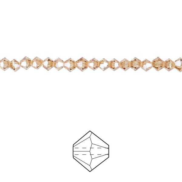 Bead 144pk translucent crystal golden shadow, Celestial Crystal® 3mm bicone image number 0