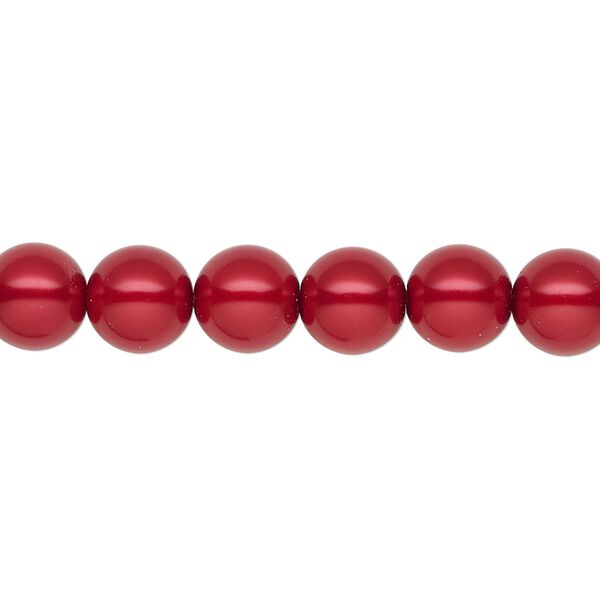 Pearl 100pk red, Preciosa Czech crystal 8mm round image number 0