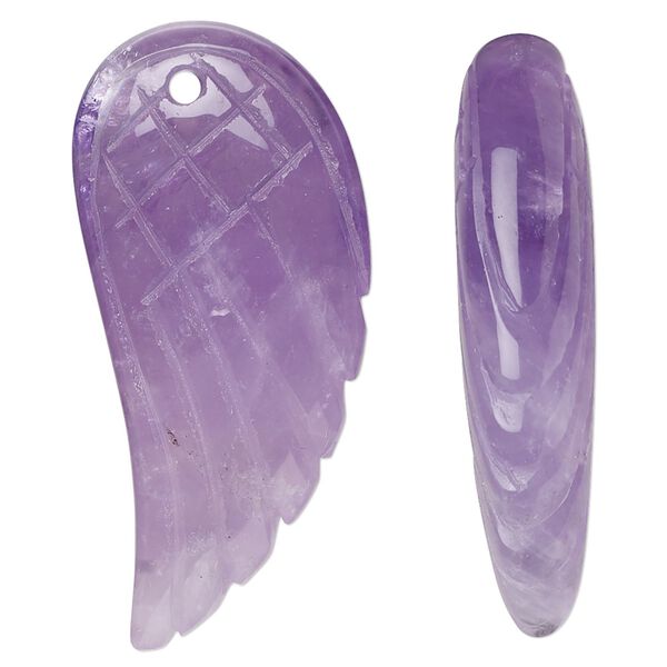 Amethyst 1pkg1, hand-cut top-drilled 2-sided wing focal natural 38x18mm-40x19mm image number 0
