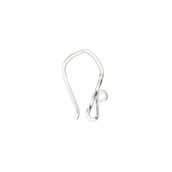 Ear wire fishhook 1pkg2 sterling silver, 18mm / partially twisted square wire / open loop, 18 gauge 1 pair image number 0