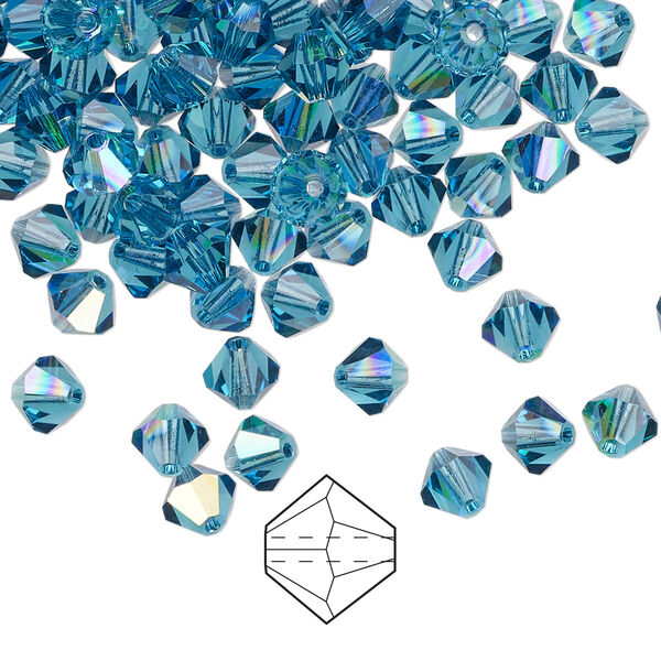 Bead 24pk indicolite AB, Preciosa Czech crystal 5mm bicone image number 0