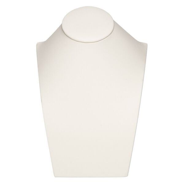 Display, necklace, leatherette, cream, 7 x 5 x 3-1/4 inches with VELCRO® tab on back. Sold individually. image number 0