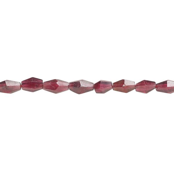 Garnet 1pkg1, hand-cut faceted double cone bead 14 inch 5x3mm-8x5mm image number 0