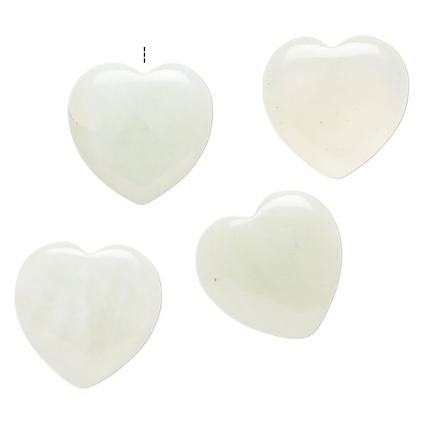 New "jade" 1pkg4, half-drilled puffed heart drop natural mix 18-21mm image number 0