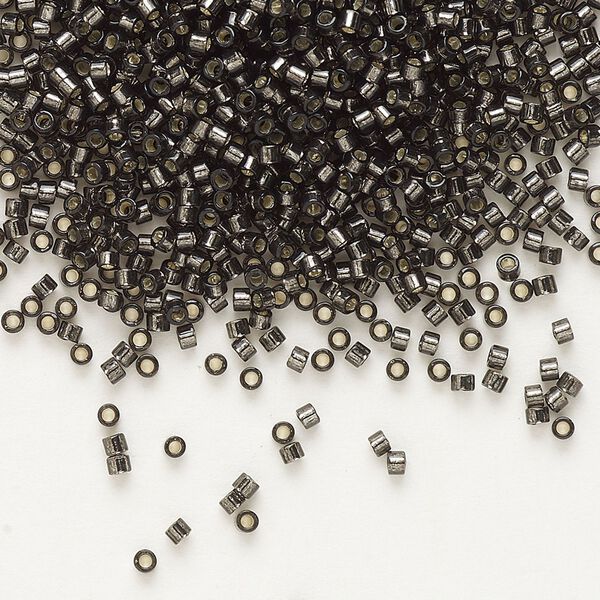 Seed bead, Delica®, glass, pkg/250g, #11 round, transparent silver-lined dark grey (DB-0613). image number 0