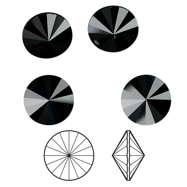 Chaton 144pk jet, Swarovski® 12mm rivoli 1122 image number 0