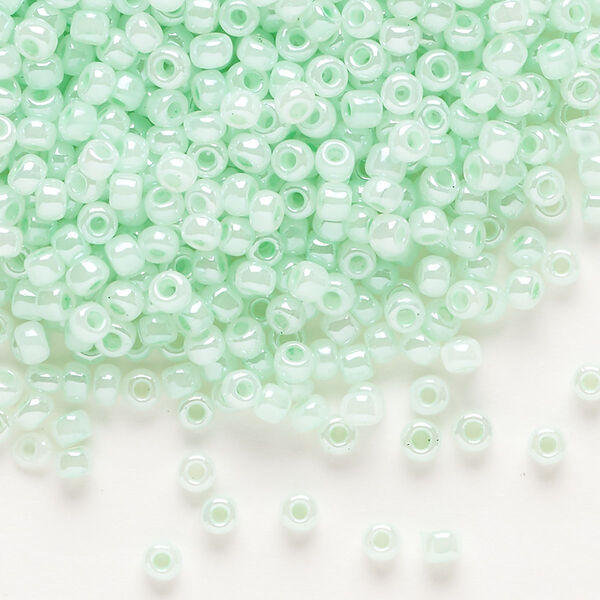 Seed bead, Dyna-Mites™, glass, opaque ceylon pastel sea foam, #8 round. Sold per 40-gram pkg. image number 0