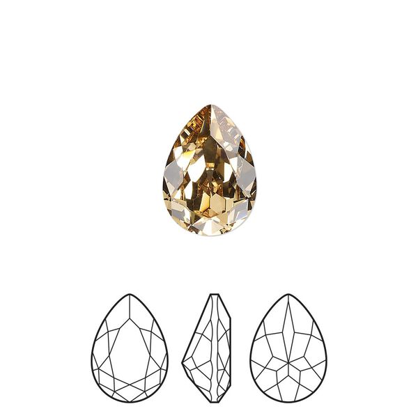 Fancy stone 2pk light Colorado topaz foil back, Preciosa MAXIMA Czech crystal rhinestone 14x10mm pear image number 0