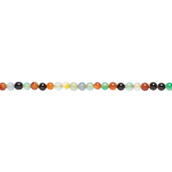 Agate 1pkg1, round bead 15.5-16 inch 2mm image number 0