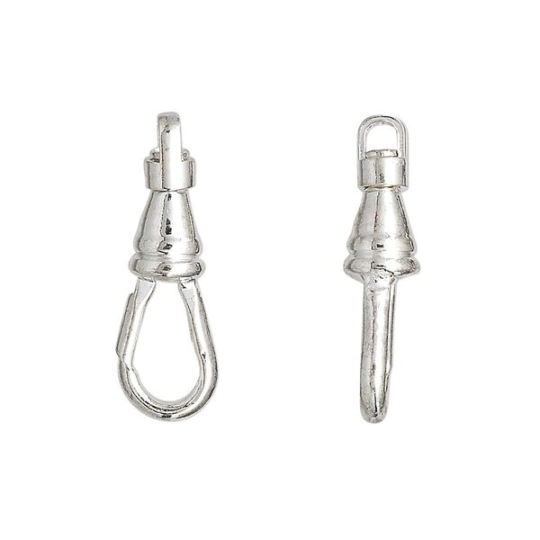 Clasp, swivel clip, silver-plated brass and steel, 22x8mm. Sold per pkg of 100. image number 0
