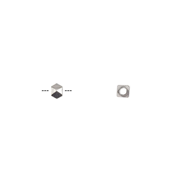 Bead, antique silver-plated copper, 3mm faceted square. Sold per pkg of 50. image number 0