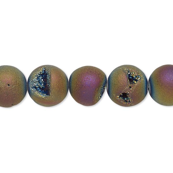 Druzy agate 1pkg1, electroplated rainbow matte round bead 8 inch 10mm image number 0