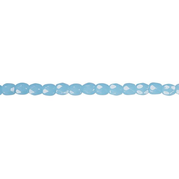 Bead, Czech fire-polished glass, opaque turquoise blue, 3mm faceted round. Sold per 15-1/2" to 16" strand, approximately 130 beads. image number 0