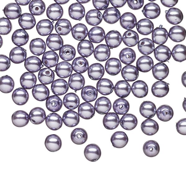 Bead druk Czech pearl-coated glass 100pk 4mm round, opaque lavender image number 0