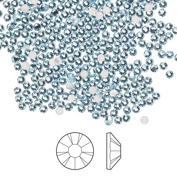 Flat back 1440pk aquamarine foil back, Preciosa MAXIMA Czech crystal hotfix rhinestone 1.9-2.1mm chaton rose round SS6 image number 0