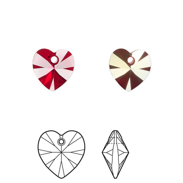 Drop 4pk Siam AB, Crystal Passions® 10mm pendant heart 6228 image number 0