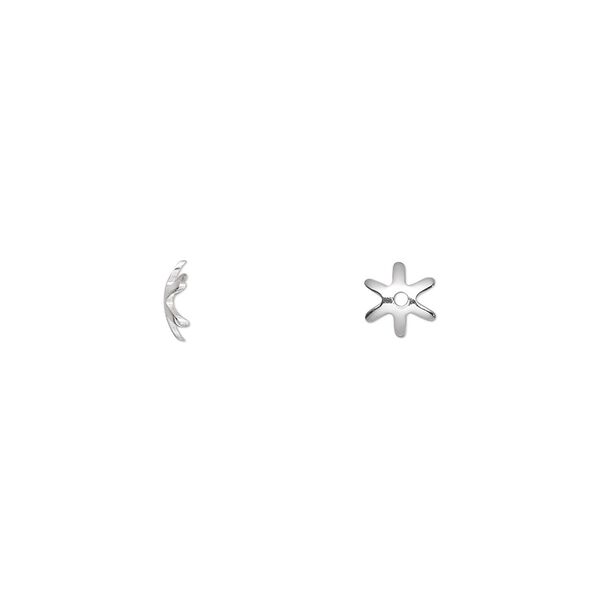 Bead cap, sterling silver, 5x1.5mm star, fits 5-8mm bead. Sold per pkg of 20. image number 0