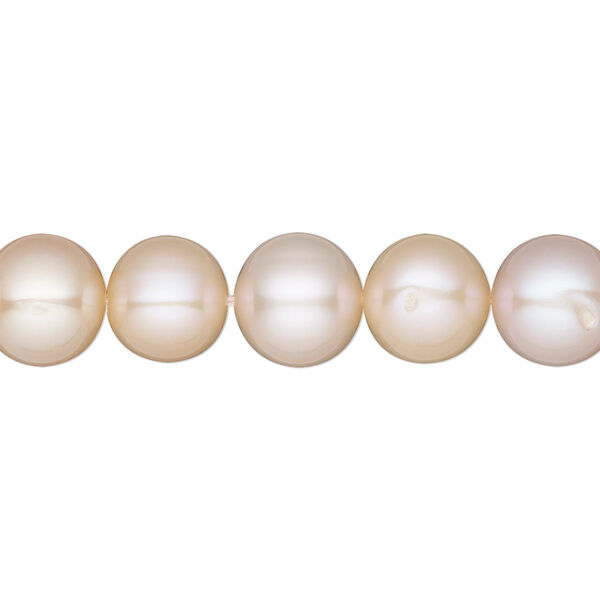Pearl, White Lotus™, cultured freshwater, mauve and peach, 9-9.5mm semi-round, B grade, Mohs hardness 2-1/2 to 4. Sold per 15-1/2" to 16" strand. image number 0