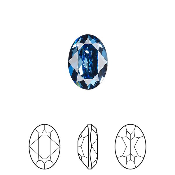 Fancy stone 1pk cool blue foil back, Crystal Passions® Regenerated 14x10mm oval 4120 image number 0