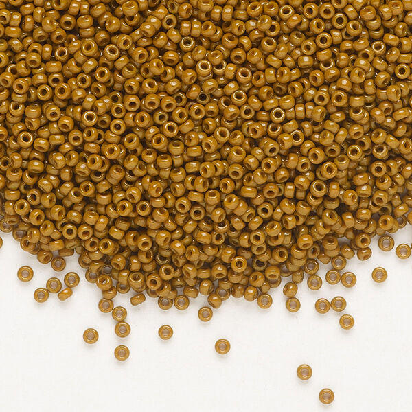 Seed bead, Miyuki, glass, pkg/35g, #15 rocaille, Duracoat® opaque outside dyed sienna, (RR-4459). image number 0