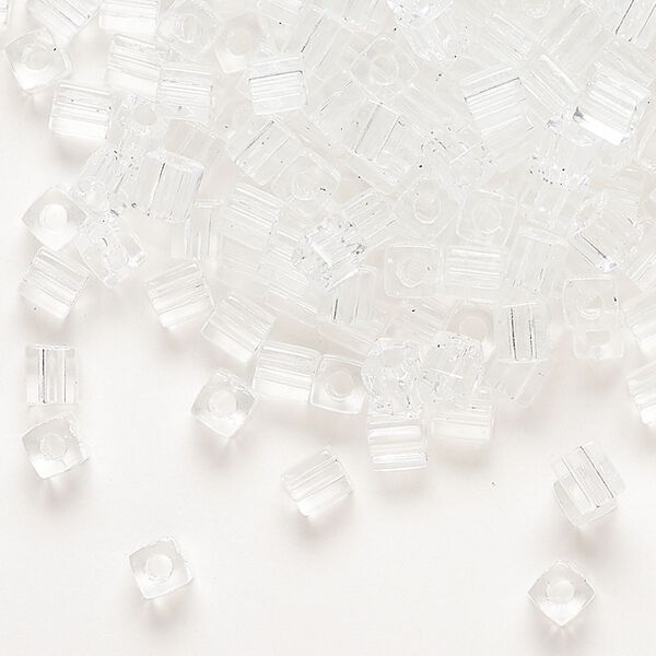 Seed bead, Miyuki, glass, pkg/25g, 3.5-3.7mm square, transparent clear (SB-131). image number 0