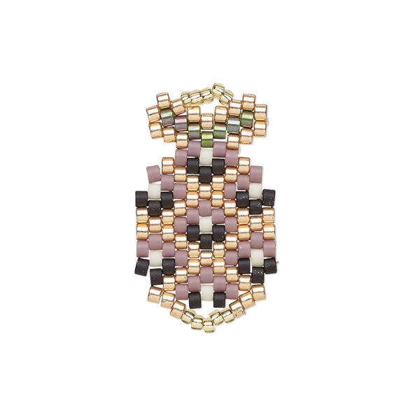 Link, Creative Touch, glass, copper / lilac / black, 26x15mm double-sided pineapple. Sold individually. image number 0
