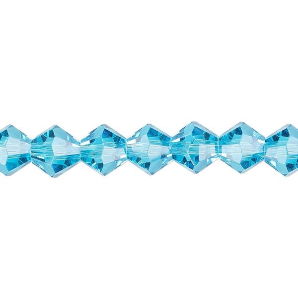 Bead 1pk transparent turquoise blue, Celestial Crystal® 8mm bicone 15.5-16 inch image number 0