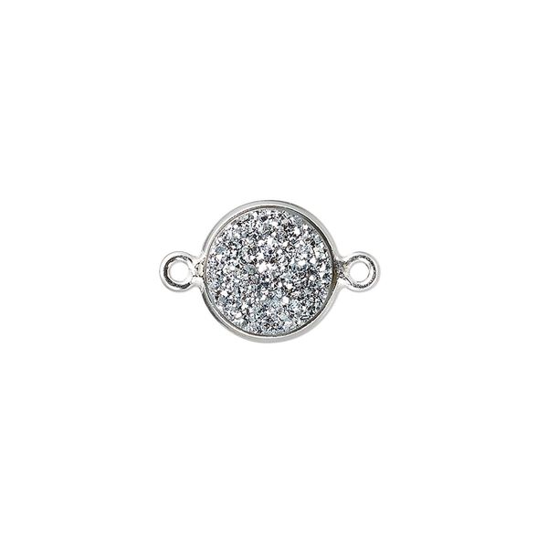 Druzy agate / sterling silver 1pkg1, electrocoated hand-cut flat round link 11mm image number 0