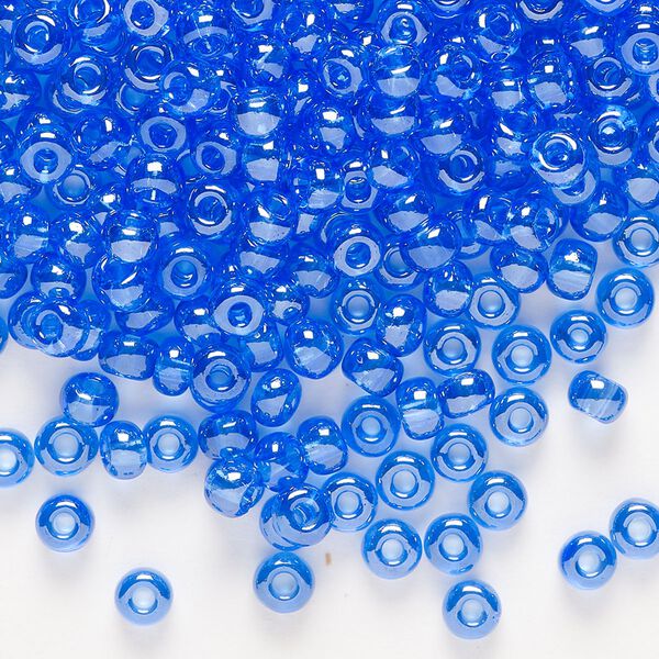 Seed bead, Preciosa Ornela Czech glass, pkg/50g, #6 rocaille, translucent luster light blue, (36050). image number 0