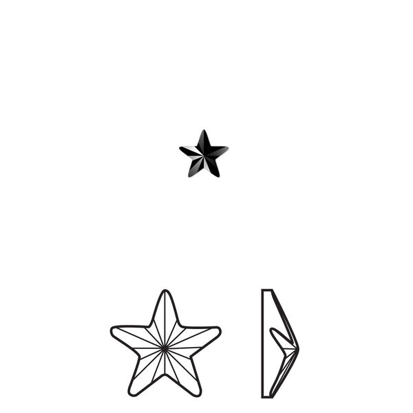 Flat back 720pk jet foil back, Swarovski® hotfix 5.5x5mm rivoli star 2816 image number 0