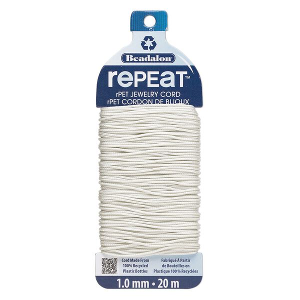 Cord, Beadalon® RePEaT™, recycled polyethylene, cloud, 1mm, 100-pound test. Sold per 20-meter card. image number 0