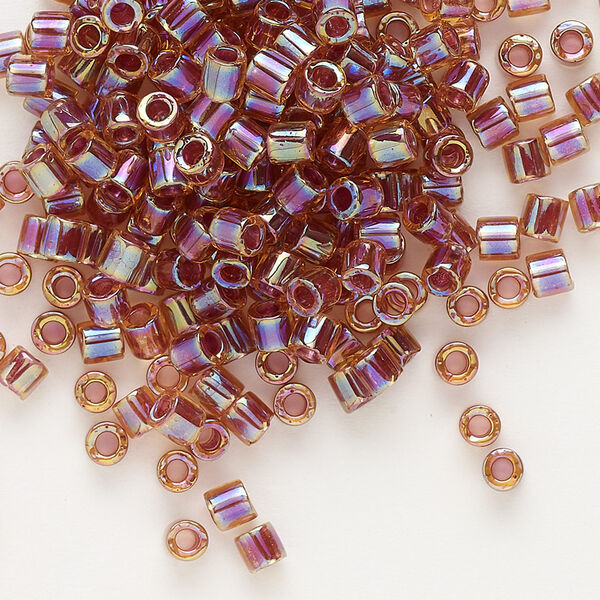 Seed bead, Delica®, glass, pkg/50g, #8 round, translucent berry-lined rainbow light topaz (DBL-0088). image number 0