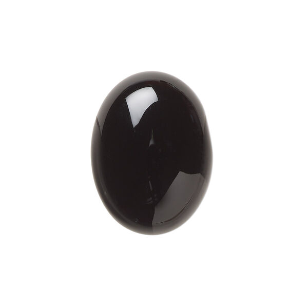 Cabochon, black onyx (dyed), 20x15mm calibrated oval, B grade, Mohs hardness 6-1/2 to 7. Sold per pkg of 2. image number 0