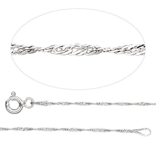 Chain, Gossamer™, sterling silver, 1mm Singapore, 24 inches with springring clasp. Sold individually. image number 0
