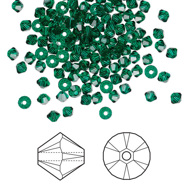 Bead 144pk emerald, Crystal Passions® 3mm bicone 5328 image number 0