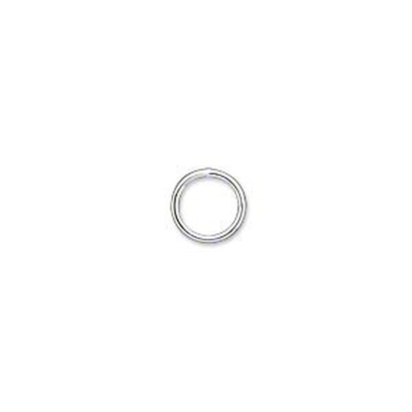 Jump ring, silver-plated brass, 8mm soldered round, 6.2mm inside diameter, 18 gauge. Sold per pkg of 100. image number 0