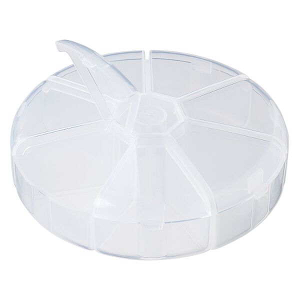 Organizer, plastic, clear, 4-1/4 x 1-1/4 inch round with 7 compartments. Sold individually. image number 1