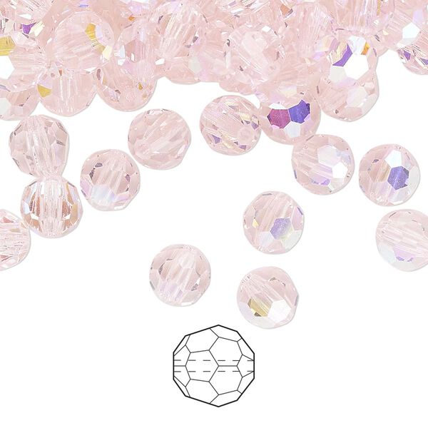 Bead 24pk pink sapphire AB, Preciosa Czech crystal 6mm round image number 0
