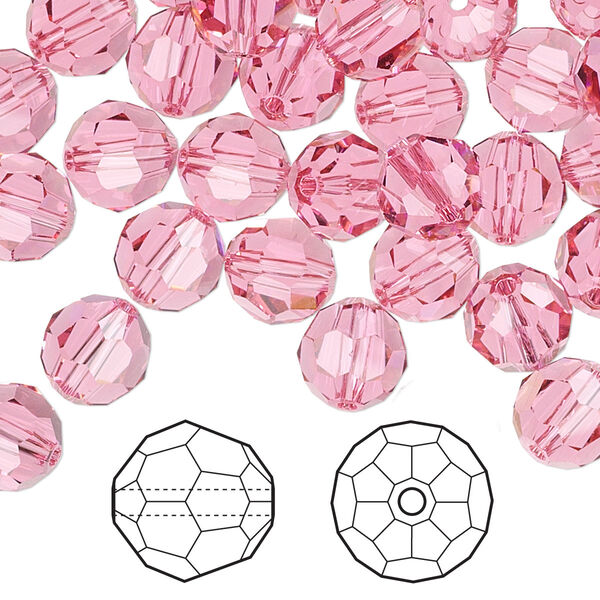 Bead 288pk rose, Swarovski® 8mm round 5000 image number 0