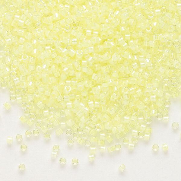 Seed bead, Delica®, glass, pkg/250g, #11 round, translucent luminous inside dyed color yellow (DB-2031). image number 0