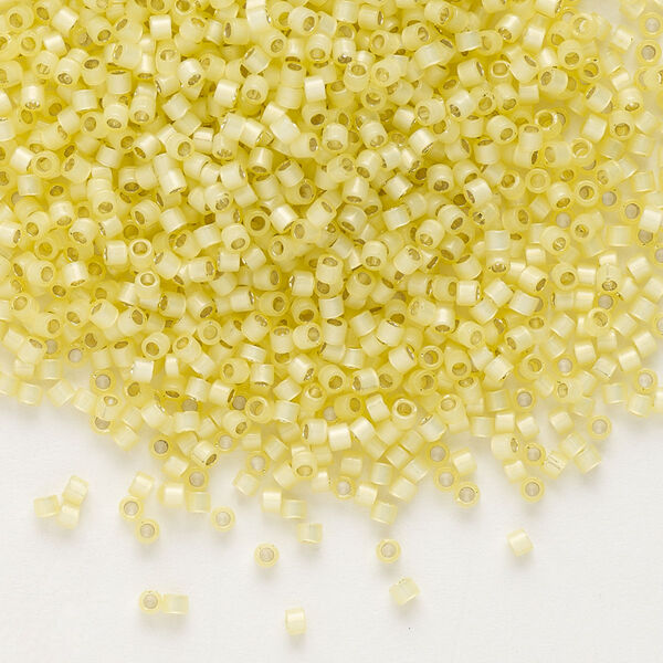 Seed bead, Delica®, glass, pkg/250g, #11 round, translucent silver-lined jonquil (DB-0623). image number 0