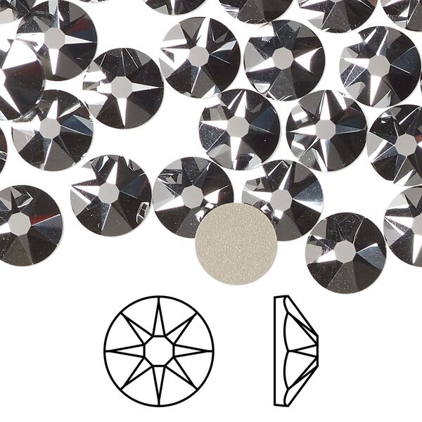Flat back 12pk crystal light chrome foil back, Crystal Passions® 8.412-8.672mm rose round SS40 2088 image number 0