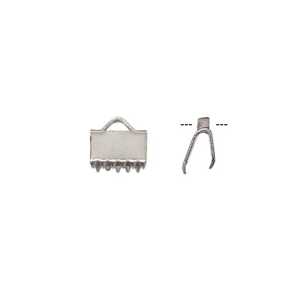 Ribbon crimp end, stainless steel, 8.5x6mm rectangle. Sold per pkg of 20. image number 0