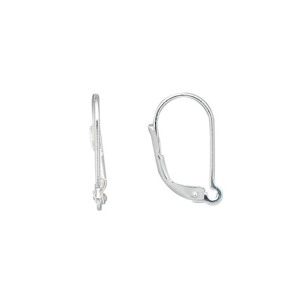 Ear wire, silver-plated brass, 16mm leverback with open round 1/2 loop. Sold per pkg of 50 pairs. image number 0