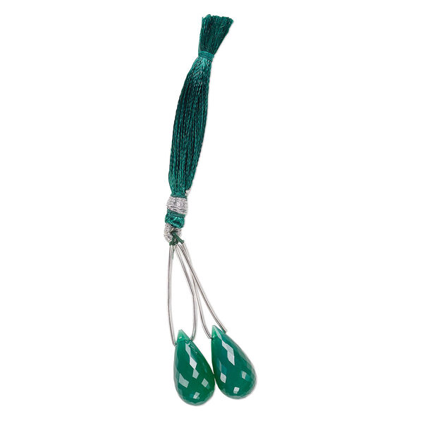 Green onyx 1pkg2, hand-cut top-drilled faceted briolette bead 20x10mm image number 0