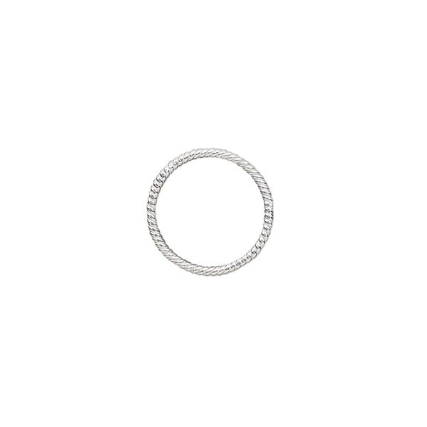 Jump ring, sterling silver, 14mm soldered twisted round, 12.3mm inside diameter, 18 gauge. Sold per pkg of 2. image number 0