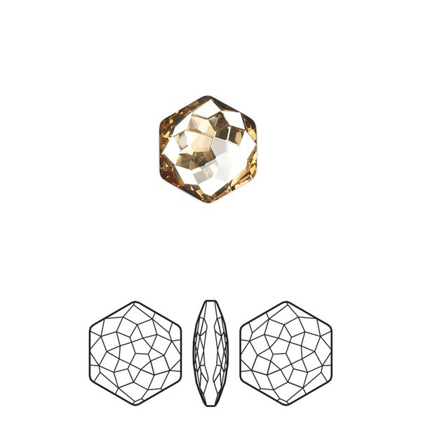 Fancy stone 96pk crystal golden shadow foil back, Swarovski® 11.2x10mm thin hexagon 4683 image number 0