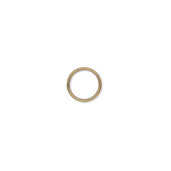 Jump ring, antique gold-plated brass, 9mm round, 7.5mm inside diameter, 20 gauge. Sold per pkg of 500. image number 0