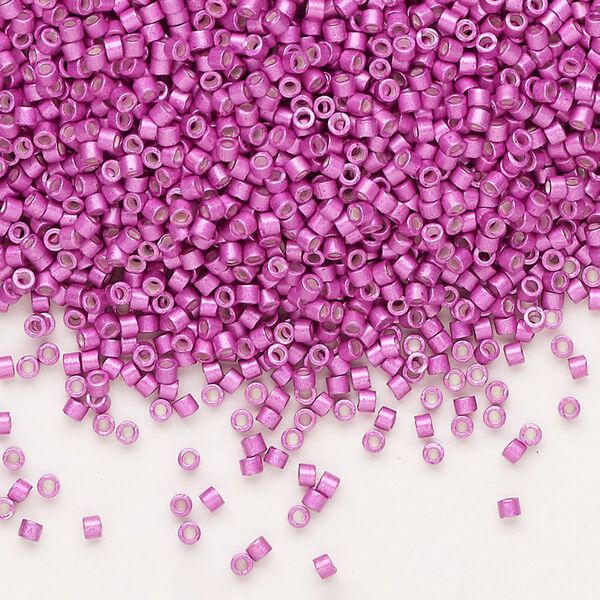 Seed bead, Delica®, glass, pkg/250g, #11 round, opaque semi-matte galvanized magenta (DB-1184). image number 0